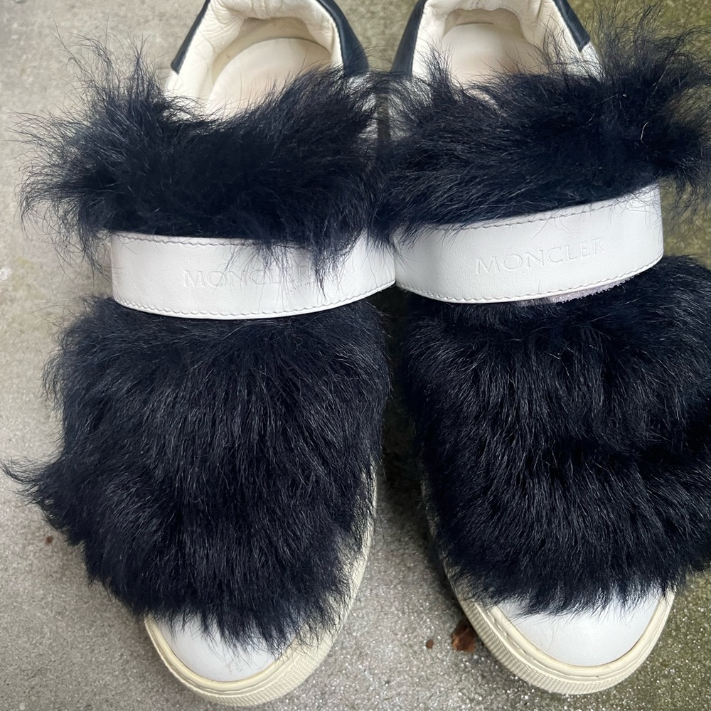 Moncler Black Fur Sneakers